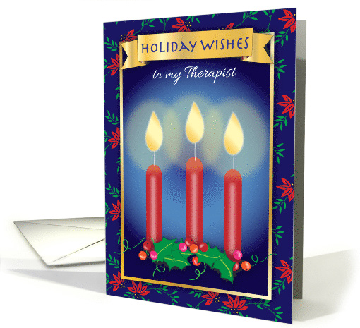 For Therapist Holiday Wishes Three Red Candles and Holly card