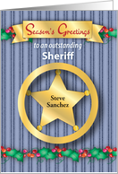 For Sheriff Season’s Greetings Custom Name, Star card