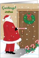 Teenager Custom Greetings With Pizza Santa card