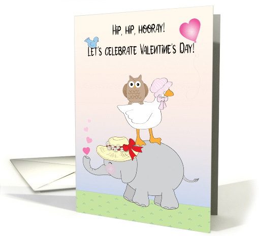 Owl Goose Bird Elephant Valentine's Day card (1652630)