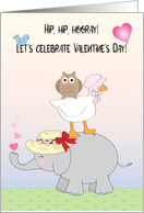 Owl Goose Bird Elephant Valentine’s Day card