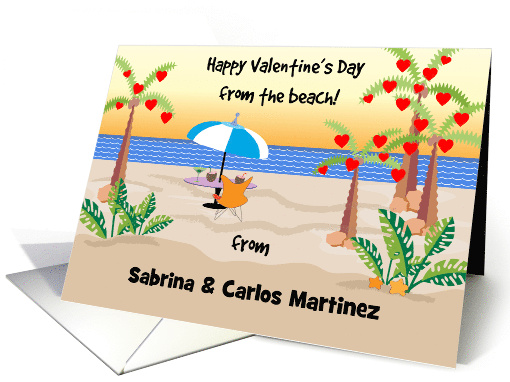 Custom Names Valentine's Day From Beach card (1652652)