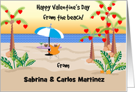 Custom Names Valentine’s Day From Beach card