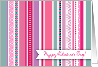 Striped Patterned Sponsee Happy Valentine’s Day card