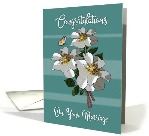 Belated Marriage Congratulations Poster Effect White Roses card