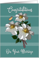 Belated Marriage Congratulations Poster Effect White Roses card