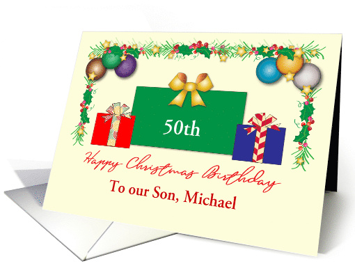 Son's Custom Age and Name Christmas Birthday Presents card (1656902)