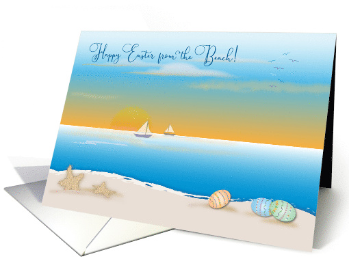 Easter From the Beach Sailboats Eggs Starfish card (1658932)