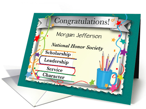 Custom Name Congratulations National Honor Society card (1658978)