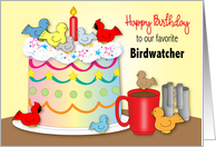 Birdwatcher Birthday Binoculars Decorated Cake card