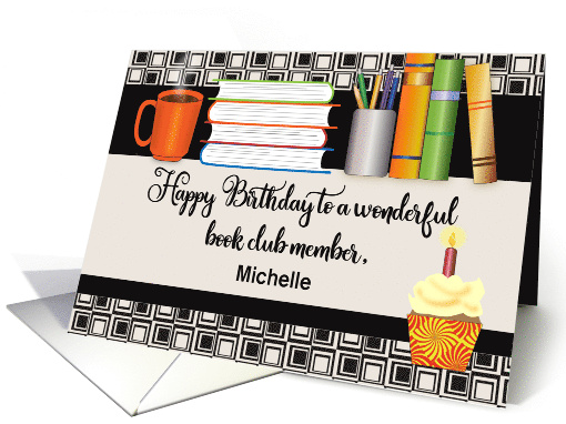 Custom Name Book Club Member Coffee Cupcake card (1662012)