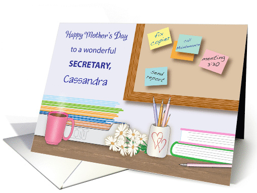 Custom Name Secretary Files Coffee Pencils card (1663652)