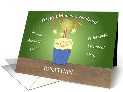 Custom Name Birthday Grandson Welder card (1666960)