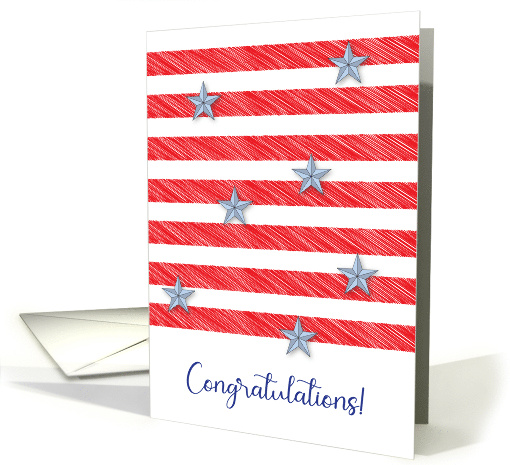 Congratulations Receiving Military Quilt Stars & Stripes card