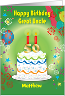 Custom Great Uncle 50th Birthday Cake Balloons card