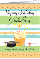 Custom Name Birthday and Graduation Cupcake card