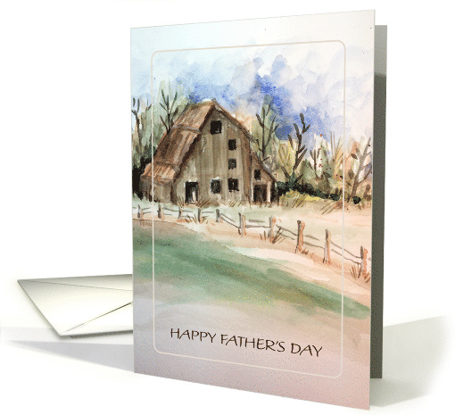 Estranged Father's Day Rustic Country Watercolor Barn card (1680222)