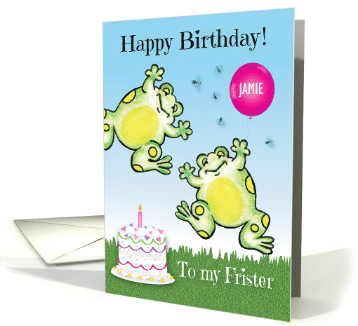 Custom Birthday For Frister Cake Frogs card (1681116)