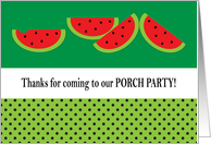 Thank You Watermelon Theme Porch Party card