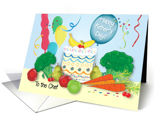 Father's Day Chef Fruits Veggies Cake Balloons card (1682284)