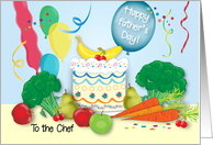 Father’s Day Chef Fruits Veggies Cake Balloons card