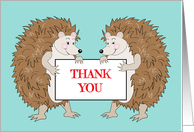 Hedgehogs Thank You Sign Helpful card