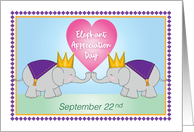 Elephant Appreciation Day September 22nd Pink Heart card