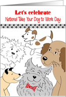 Happy National Take Your Dog to Work Day Cartoon card