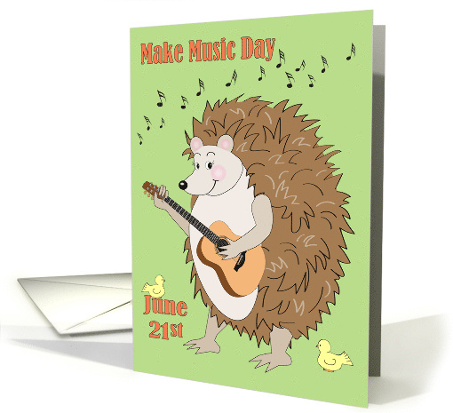 Happy Make Music Day June 21st Hedgehog Cartoon card (1688310)