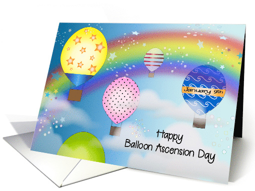 Happy Balloon Ascension Day January 9th Rainbow card (1689142)