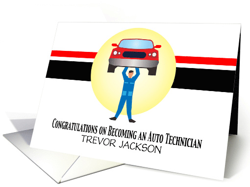 Custom Name Congratulations Automobile Technician card (1689154)