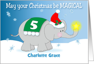 Custom Christmas Name Five Elephant Star Snow card