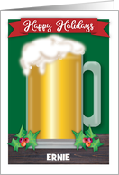 Custom Happy Holidays Bartender Mug of Beer card