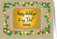 Custom Like a Dad Happy Holidays Holly Stars card
