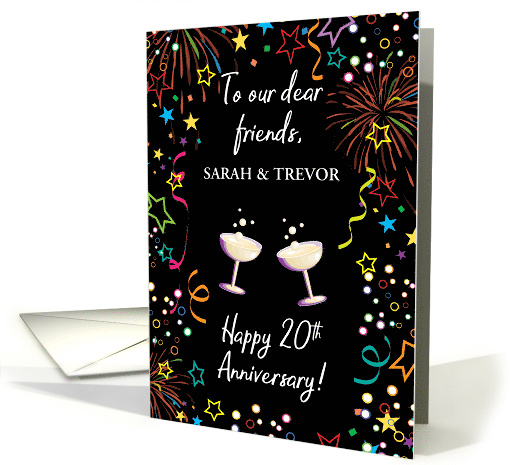 Custom Name 20th Wedding Anniversary Champagne Glasses card (1696092)