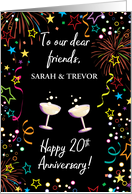 Custom Name 20th Wedding Anniversary Champagne Glasses card