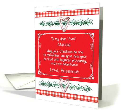 Christmas Custom Name Like an Aunt Candy Cane Hearts card (1696174)