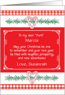 Christmas Custom Name Like an Aunt Candy Cane Hearts card