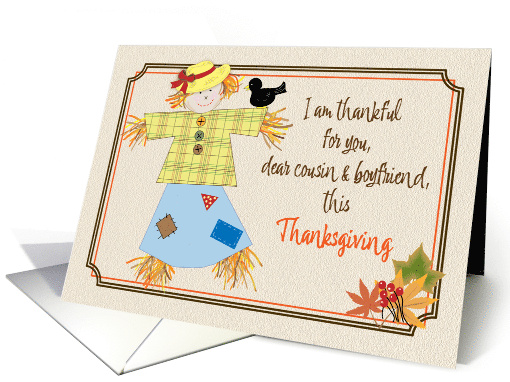 Happy Thanksgiving Cousin and Boyfriend Scarecrow card (1699110)
