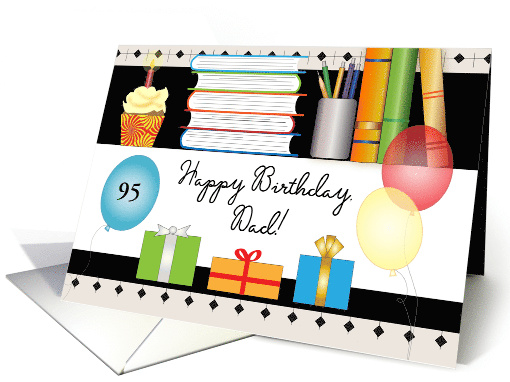Custom Age 95th Dad Birthday Books Cupcake card (1701114)