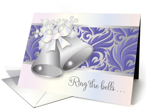 Christmas Bells White Bow Leaves Berries card (1701274)