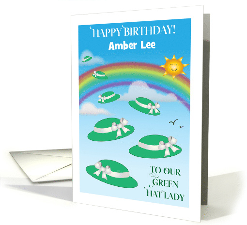 Birthday Green Hat Lady Custom Name Scout card (1702252)