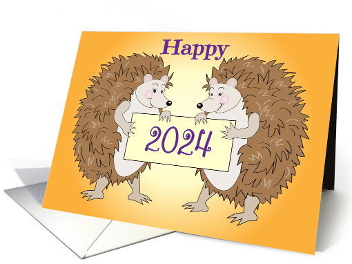 Hedgehog Happy New Year 2024 card (1703868)