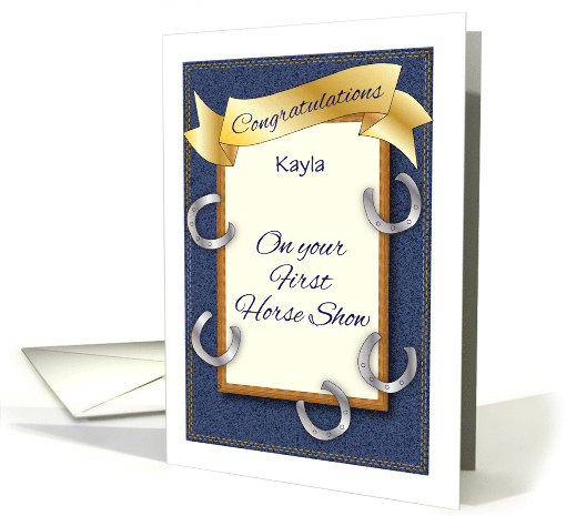 Horse Show Congratulations Custom Name Horseshoes card (1706186)