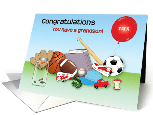 Congratulations Papa New Grandson Custom Name card (1709282)