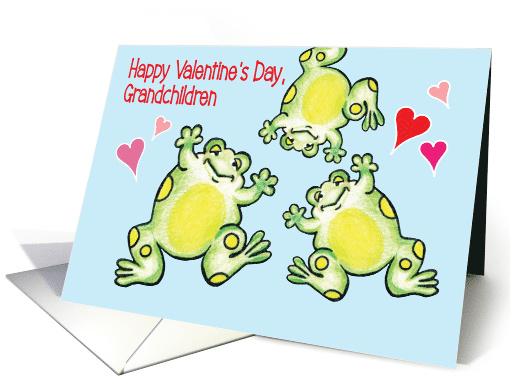 Jumping Frogs Grandchildren's Valentine Hearts card (1711316)