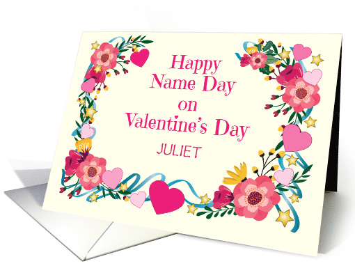Name Day Custom Valentine's Day Flowers Hearts card (1711334)