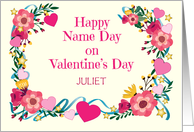 Name Day Custom Valentine’s Day Flowers Hearts card