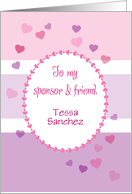 Sponsor Custom Name Valentine Hearts card