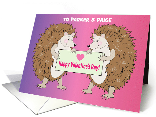 Custom Name Both of You Valentine Hedgehogs card (1711514)